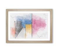 Big Box Art Architecture Sketch Vol.1 in Abstract Framed Wall Art Picture Print Ready to Hang, Oak A2 (62 x 45 cm)