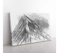 Big Box Art Architecture Sketch Vol.23 in Abstract Canvas Wall Art Print Ready to Hang Picture, 76 x 50 cm (30 x 20 Inch), White, Grey, Black