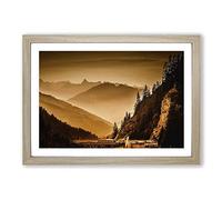 Big Box Art Arlberg Pass Forest Mountain Landscape Framed Wall Art Picture Print Ready to Hang, Oak A2 (62 x 45 cm)