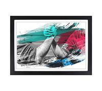 Big Box Art Arm Wrestling V2 Framed Wall Art Picture Print Ready to Hang, Black A2 (62 x 45 cm)