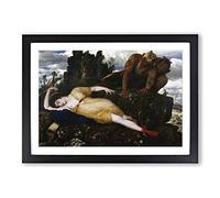 Big Box Art Arnold Bocklin Sleeping Diana Watched by Two Fauns Framed Wall Art Picture Print Ready to Hang, Oak A2 (62 x 45 cm)