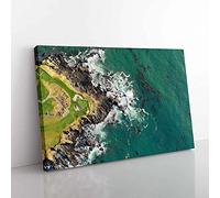 Big Box Art Arrowhead Point Golf Course in California Canvas Wall Art Print Ready to Hang Picture, 76 x 50 cm (30 x 20 Inch), Green, Black, Olive, Green, Grey
