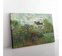 Big Box Art Artists Garden in Argenteuil by Claude Monet Canvas Wall Art Print Ready to Hang Picture, 76 x 50 cm (30 x 20 Inch), Cream, Green, Green