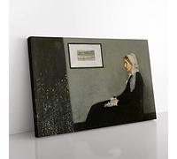 Big Box Art Artists Mother Vol.1 by James McNeill Whistler Canvas Wall Art Print Ready to Hang Picture, 76 x 50 cm (30 x 20 Inch), Grey, Black, Green