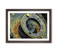 Big Box Art Astronomical Clock Prague Czech Republic (1) Framed Wall Art Picture Print Ready to Hang, Walnut A2 (62 x 45 cm)