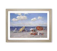 Big Box Art At The Seaside by William Merritt Chase Framed Wall Art Picture Print Ready to Hang, Oak A2 (62 x 45 cm)