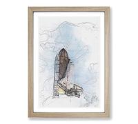 Big Box Art Atlantis Space Shuttle in Abstract Framed Wall Art Picture Print Ready to Hang, Oak A2 (62 x 45 cm)