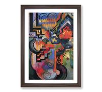 Big Box Art August Macke Coloured Composition Forms (1) Framed Wall Art Picture Print Ready to Hang, Walnut A2 (62 x 45 cm)