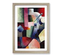 Big Box Art August Macke Coloured Composition Forms (2) Framed Wall Art Picture Print Ready to Hang, Oak A2 (62 x 45 cm)