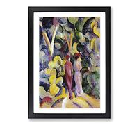 Big Box Art August Macke Couple in The Woods Framed Wall Art Picture Print Ready to Hang, Oak A2 (62 x 45 cm)