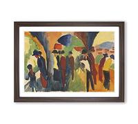 Big Box Art August Macke Crowd of People Framed Wall Art Picture Print Ready to Hang, Walnut A2 (62 x 45 cm)