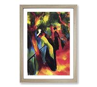 Big Box Art August Macke Sunny Way Framed Wall Art Picture Print Ready to Hang, Oak A2 (62 x 45 cm)