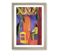 Big Box Art August Macke Turkish Cafe Framed Wall Art Picture Print Ready to Hang, Oak A2 (62 x 45 cm)