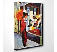 Big Box Art August Macke Woman Looking at Hat Shop Canvas Wall Art Print Ready to Hang Picture, 30 x 20 Inch (76 x 50 cm), Multi-Coloured