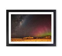 Big Box Art Aurora Australis Lights in New Zealand Framed Wall Art Picture Print Ready to Hang, Black A2 (62 x 45 cm)
