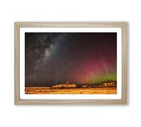 Big Box Art Aurora Australis Lights in New Zealand Framed Wall Art Picture Print Ready to Hang, Oak A2 (62 x 45 cm)