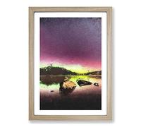Big Box Art Aurora Australis Southern Lights in Abstract Framed Wall Art Picture Print Ready to Hang, Oak A2 (62 x 45 cm)