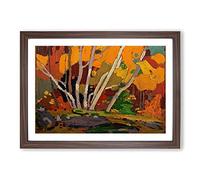 Big Box Art Autumn Birches by Tom Thomson Framed Wall Art Picture Print Ready to Hang, Walnut A2 (62 x 45 cm)