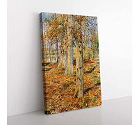 Big Box Art Autumn Forest by Kuroda Seiki Painting Canvas Wall Art Print Ready to Hang Picture, 76 x 50 cm (30 x 20 Inch), Brown, Cream, Green, Cream, Grey