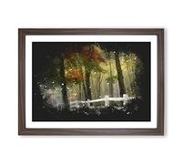 Big Box Art Autumn Forest Vol.6 Paint Splash Framed Wall Art Picture Print Ready to Hang, Walnut A2 (62 x 45 cm)
