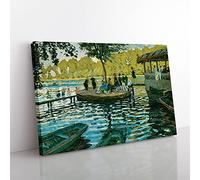 Big Box Art Bain A La Grenouillere by Claude Monet Canvas Wall Art Print Ready to Hang Picture, 76 x 50 cm (30 x 20 Inch), Green, Green, Cream