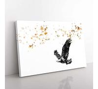 Big Box Art Bald Eagle in Flight in Abstract Canvas Wall Art Print Ready to Hang Picture, 76 x 50 cm (30 x 20 Inch), White, Beige, Black, Grey