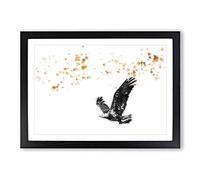 Big Box Art Bald Eagle in Flight in Abstract Framed Wall Art Picture Print Ready to Hang, Black A2 (62 x 45 cm)