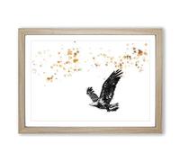 Big Box Art Bald Eagle in Flight in Abstract Framed Wall Art Picture Print Ready to Hang, Oak A2 (62 x 45 cm)