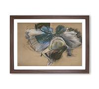 Big Box Art Ballet Ballerina Dancer Tying Her Slipper Vol.1 by Edgar Degas Framed Wall Art Picture Print Ready to Hang, Walnut A2 (62 x 45 cm)