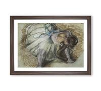 Big Box Art Ballet Ballerina Dancer Tying Her Slipper Vol.3 by Edgar Degas Framed Wall Art Picture Print Ready to Hang, Walnut A2 (62 x 45 cm)