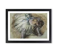 Big Box Art Ballet Ballerina Dancer Tying Her Slipper Vol.3 by Edgar Degas Framed Wall Art Picture Print Ready to Hang, Black A2 (62 x 45 cm)