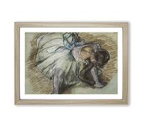 Big Box Art Ballet Ballerina Dancer Tying Her Slipper Vol.3 by Edgar Degas Framed Wall Art Picture Print Ready to Hang, Oak A2 (62 x 45 cm)