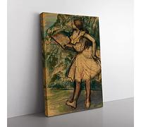 Big Box Art Ballet Ballerina Dancer with A Fan by Edgar Degas Canvas Wall Art Print Ready to Hang Picture, 76 x 50 cm (30 x 20 Inch), Green, Cream, Green