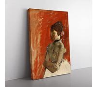Big Box Art Ballet Ballerina Dancer with Crossed Arms by Edgar Degas Canvas Wall Art Print Ready to Hang Picture, 76 x 50 cm (30 x 20 Inch), Red, Brown, Cream