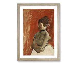 Big Box Art Ballet Ballerina Dancer with Crossed Arms by Edgar Degas Framed Wall Art Picture Print Ready to Hang, Oak A2 (62 x 45 cm)