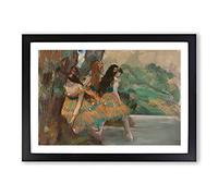 Big Box Art Ballet Ballerina Dancers On Stage by Edgar Degas Framed Wall Art Picture Print Ready to Hang, Black A2 (62 x 45 cm)