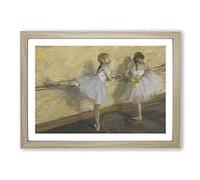 Big Box Art Ballet Ballerina Dancers Practicing at The Bar by Edgar Degas Framed Wall Art Picture Print Ready to Hang, Oak A2 (62 x 45 cm)