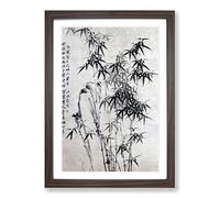 Big Box Art Bamboo & Rocks by Zheng Xie Framed Wall Art Picture Print Ready to Hang, Walnut A2 (62 x 45 cm)