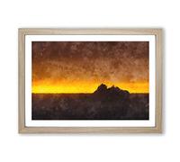 Big Box Art Bandon Beach at Sunset Painting Framed Wall Art Picture Print Ready to Hang, Oak A2 (62 x 45 cm)