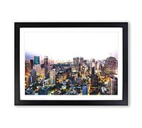Big Box Art Bangkok Skyline in Thailand Painting Framed Wall Art Picture Print Ready to Hang, Black A2 (62 x 45 cm)