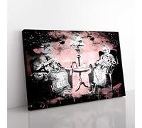 Big Box Art Banksy Postmortem Punks Not Dead Graffiti (1) Coal Black Canvas Wall Art Print Ready to Hang Picture, 76 x 50 cm (30 x 20 Inch), Multi-Coloured