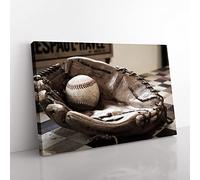 Big Box Art Baseball Ball and Glove Canvas Wall Art Print Ready to Hang Picture, 76 x 50 cm (30 x 20 Inch), Multi-Coloured