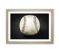 Big Box Art Baseball Framed Wall Art Picture Print Ready to Hang, Oak A2 (62 x 45 cm)