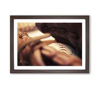 Big Box Art Baseball Glove and Ball 2 Framed Wall Art Picture Print Ready to Hang, Walnut A2 (62 x 45 cm)