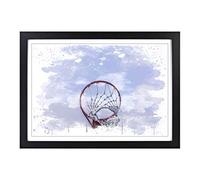 Big Box Art Basketball Hoop V3 Framed Wall Art Picture Print Ready to Hang, Black A2 (62 x 45 cm)