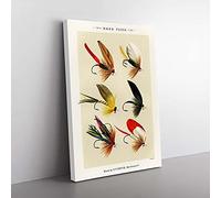 Big Box Art Bass Fishing Flies Versions 2 by Mary Orvis Marbury Canvas Wall Art Print Ready to Hang Picture, 76 x 50 cm (30 x 20 Inch), Beige, Cream, Blue, Red