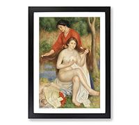Big Box Art Bather and Maid by Pierre-Auguste Renoir Framed Wall Art Picture Print Ready to Hang, Black A2 (62 x 45 cm)