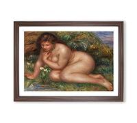 Big Box Art Bather Gazing by Pierre-Auguste Renoir Framed Wall Art Picture Print Ready to Hang, Walnut A2 (62 x 45 cm)