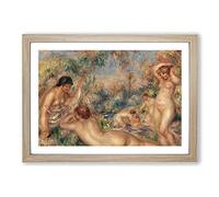 Big Box Art Bathers by Pierre-Auguste Renoir Framed Wall Art Picture Print Ready to Hang, Oak A2 (62 x 45 cm)