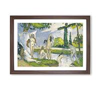 Big Box Art Bathers Vol.1 by Paul Cezanne Framed Wall Art Picture Print Ready to Hang, Walnut A2 (62 x 45 cm)